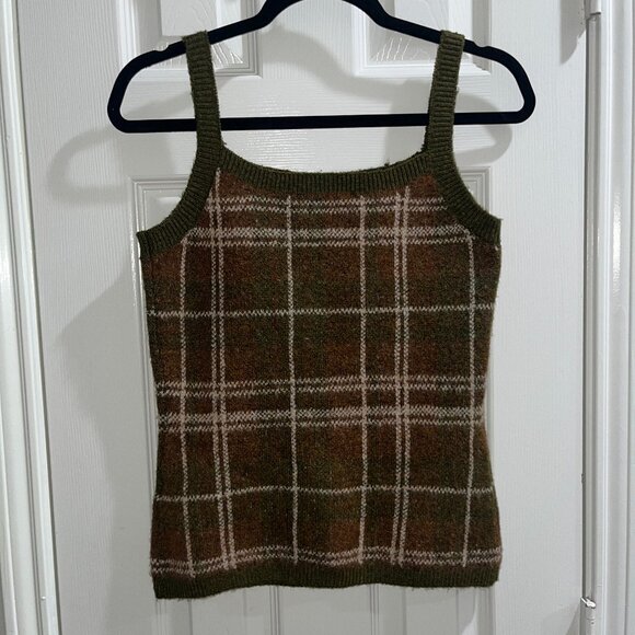 Zara Plaid Tank Sweater Top with Pockets - Picture 2 of 4